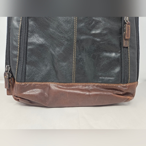 Jack Georges Men Leather Back Pack Black-Brown Hand Stained Buffalo Versatile - Picture 3 of 16